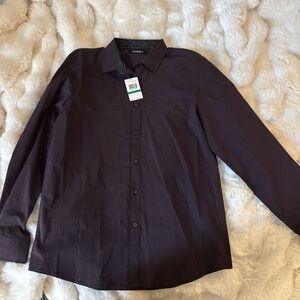 Men's black and red stripped button up  Shirt